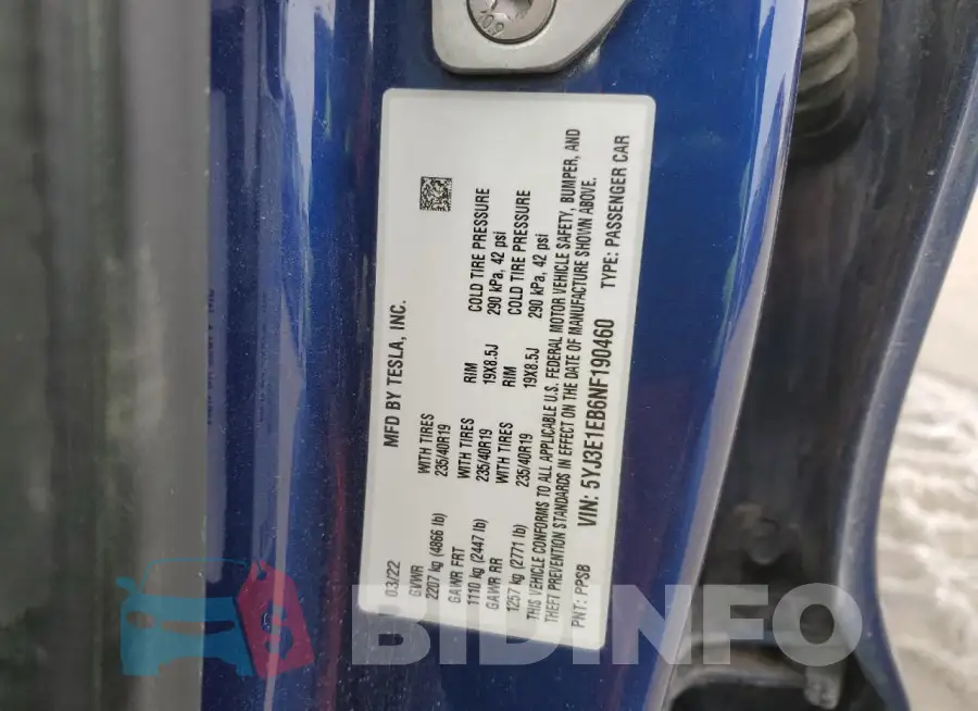 5YJ3E1EB6NF190460 Photo# 12