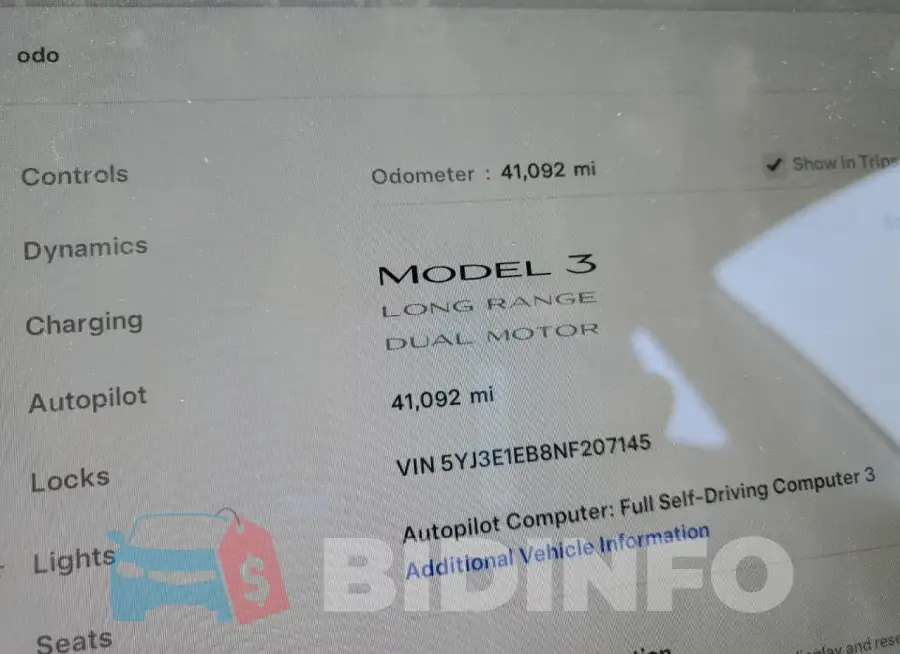 5YJ3E1EB8NF207145 Photo# 9