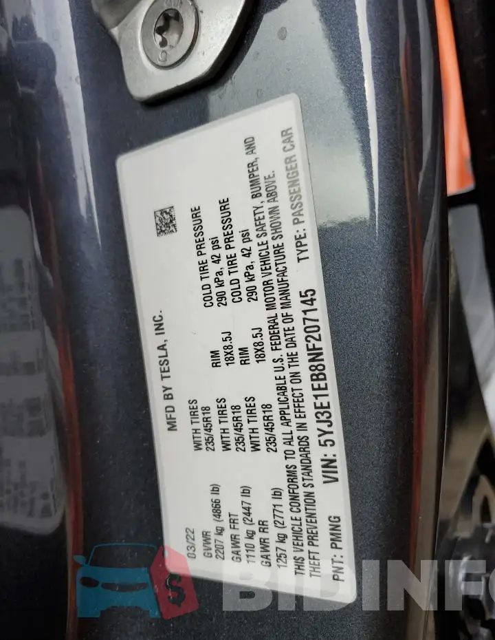 5YJ3E1EB8NF207145 Photo# 13