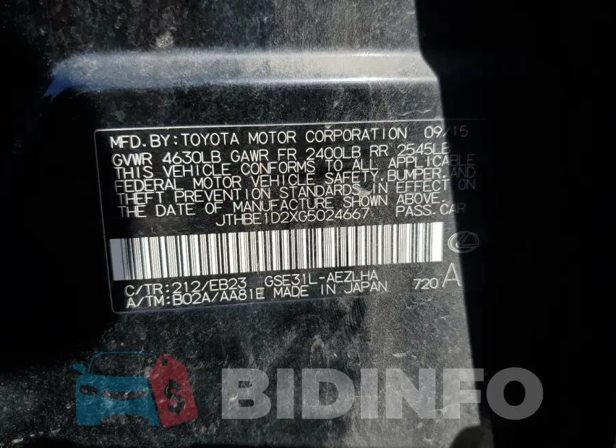 JTHBE1D2XG5024667 Photo# 12