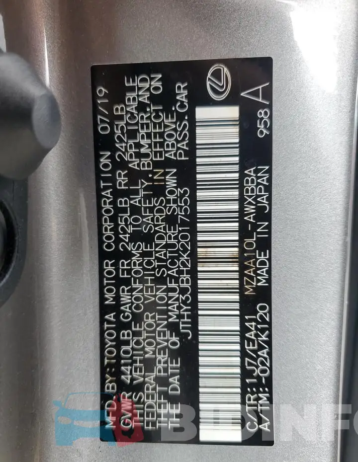 JTHY3JBH2K2017553 Photo# 14