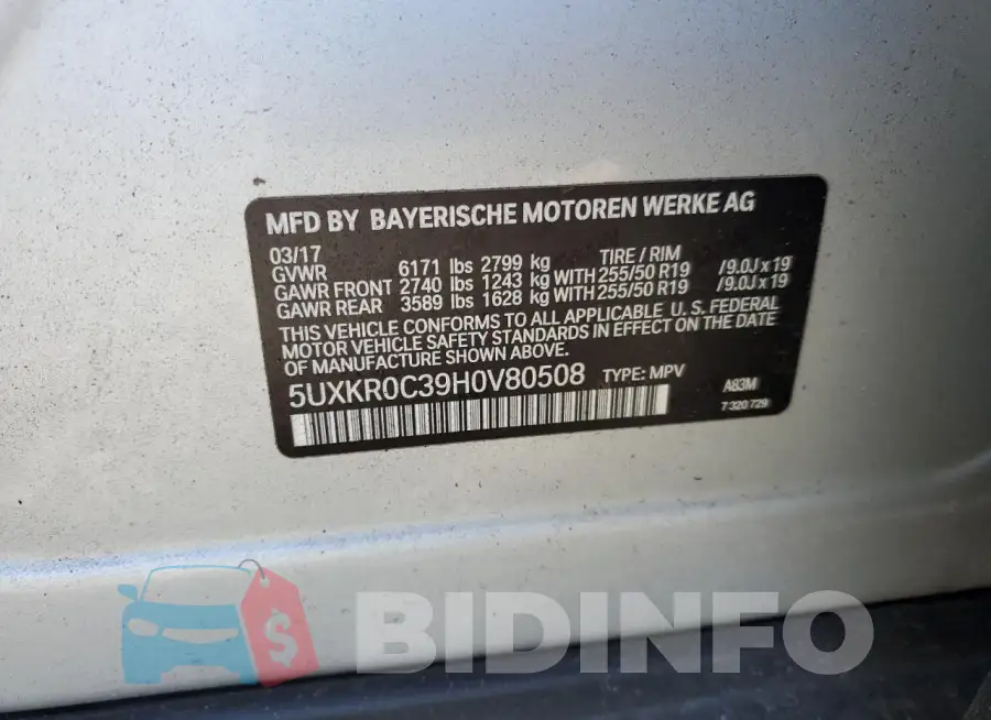 5UXKR0C39H0V80508 Photo# 12