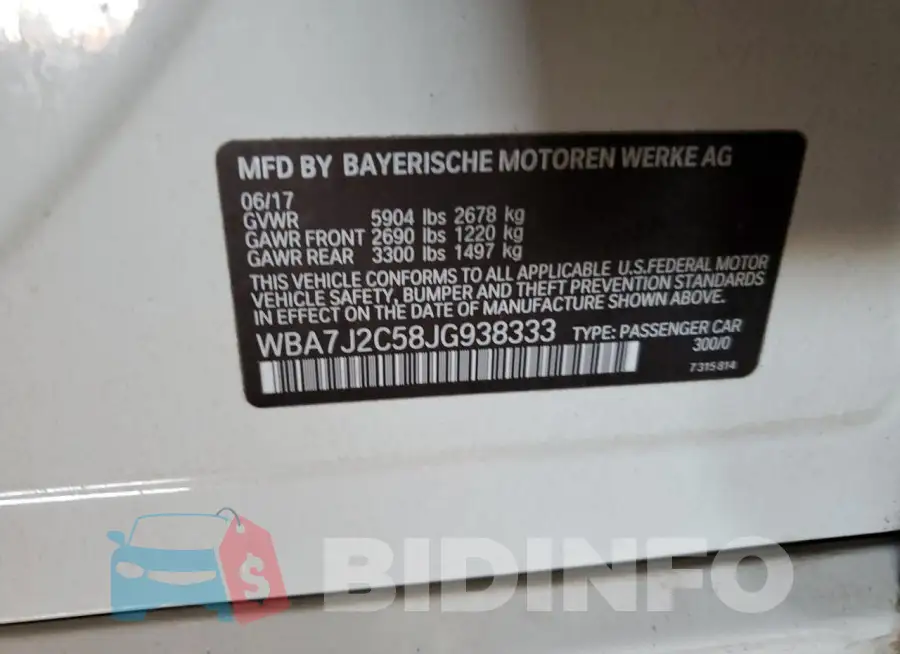 WBA7J2C58JG938333 Photo# 12