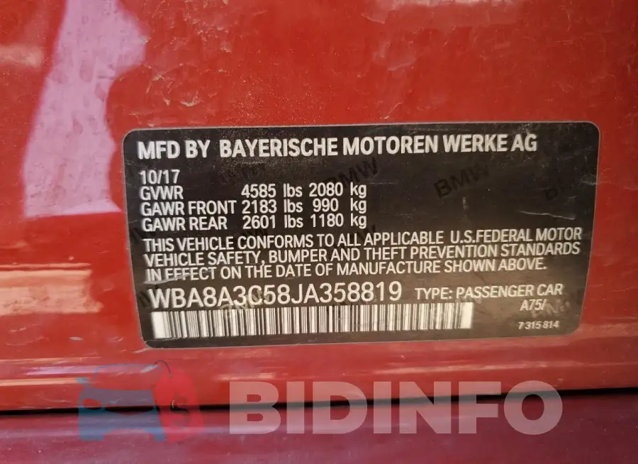 WBA8A3C58JA358819 Photo# 12