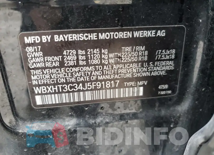 WBXHT3C34J5F91817 Photo# 14