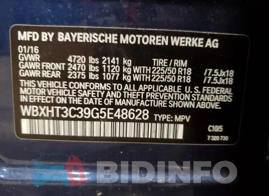 WBXHT3C39G5E48628 Photo# 14