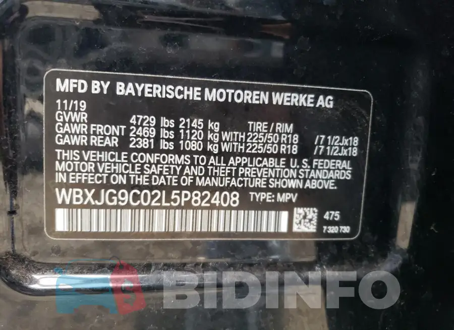 WBXJG9C02L5P82408 Photo# 12