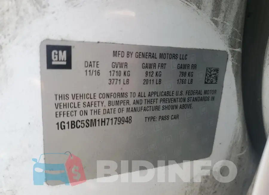 1G1BC5SM1H7179948 Photo# 12