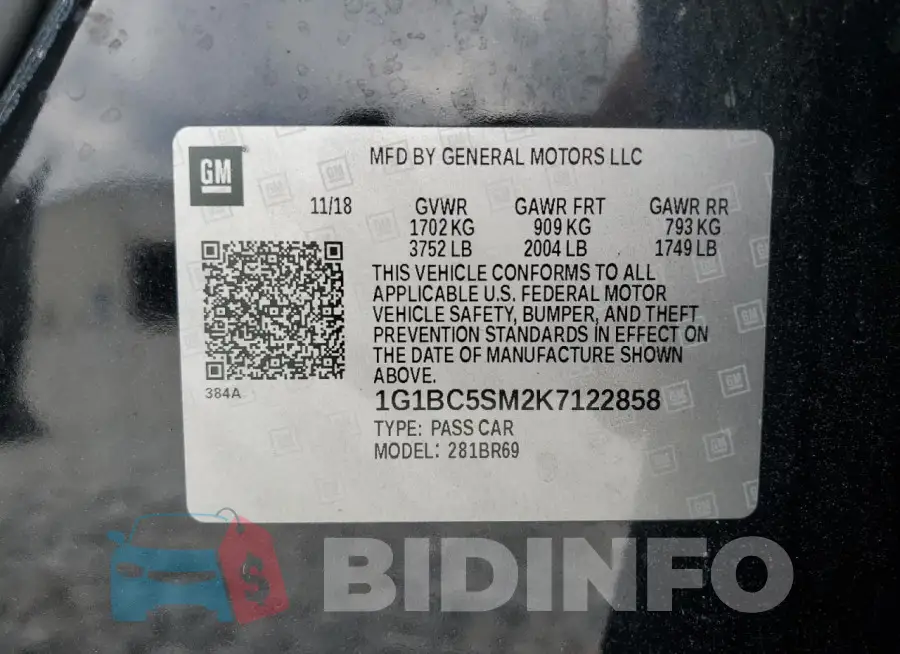 1G1BC5SM2K7122858 Photo# 13