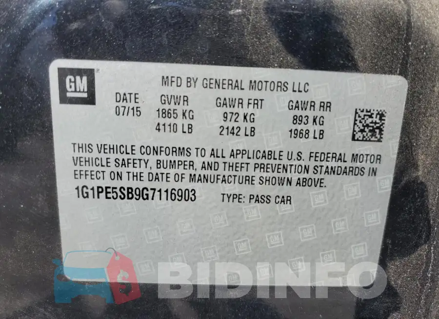 1G1PE5SB9G7116903 Photo# 13