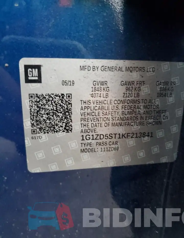 1G1ZD5ST1KF213841 Photo# 12