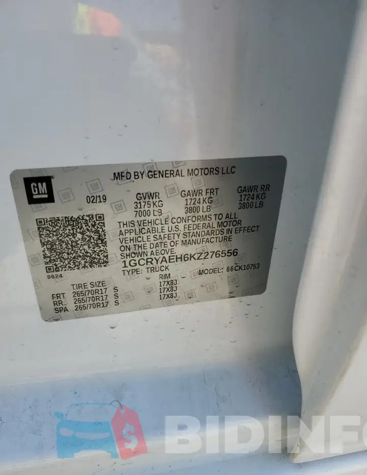 1GCRYAEH6KZ276556 Photo# 13