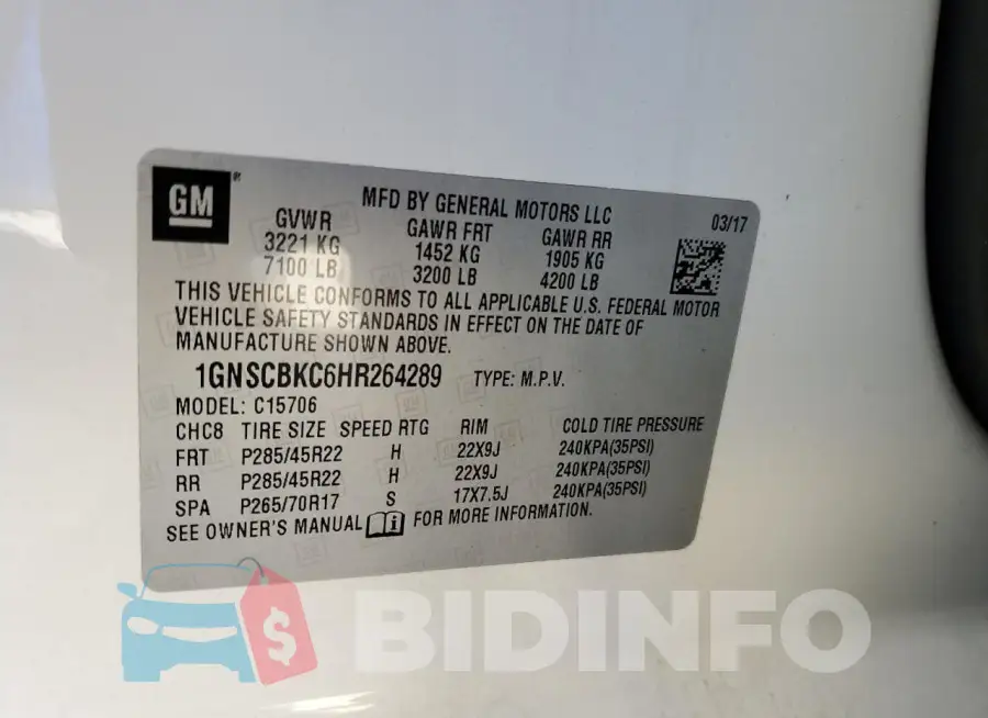 1GNSCBKC6HR264289 Photo# 12
