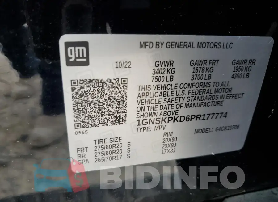 1GNSKPKD6PR177774 Photo# 13