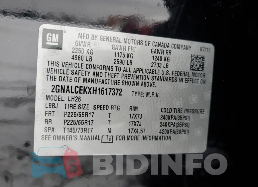 2GNALCEKXH1617372 Photo# 12
