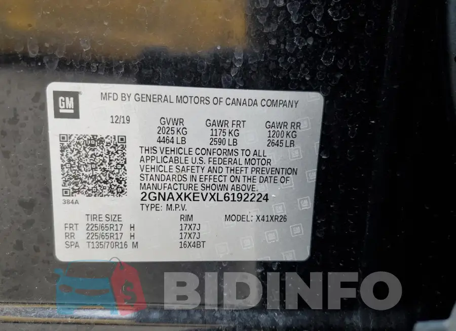 2GNAXKEVXL6192224 Photo# 13
