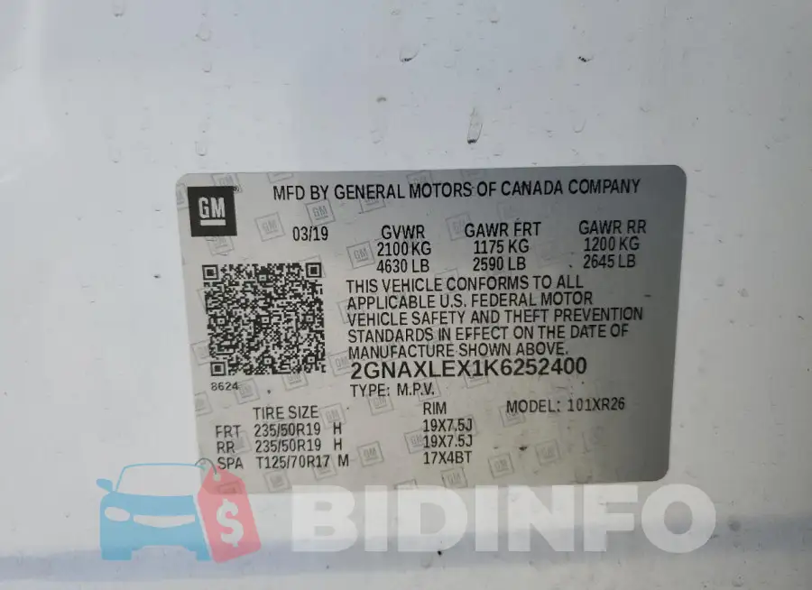2GNAXLEX1K6252400 Photo# 13