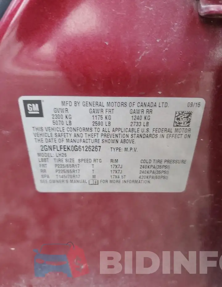 2GNFLFEK0G6126267 Photo# 13