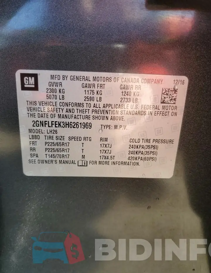 2GNFLFEK3H6261969 Photo# 13