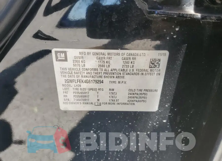 2GNFLFEK4G6179294 Photo# 14