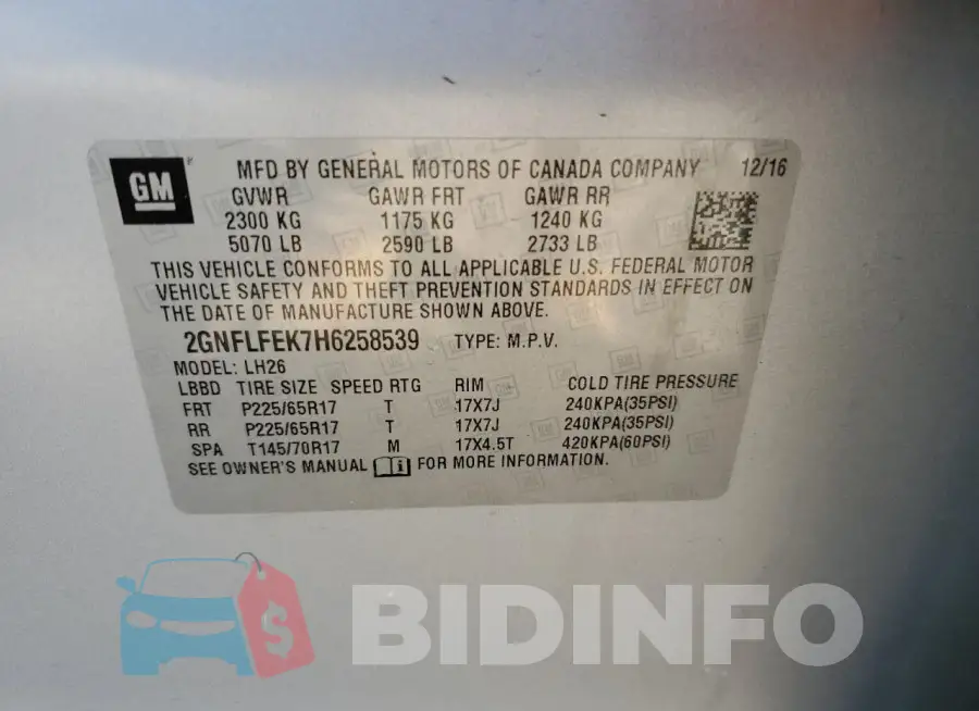 2GNFLFEK7H6258539 Photo# 14