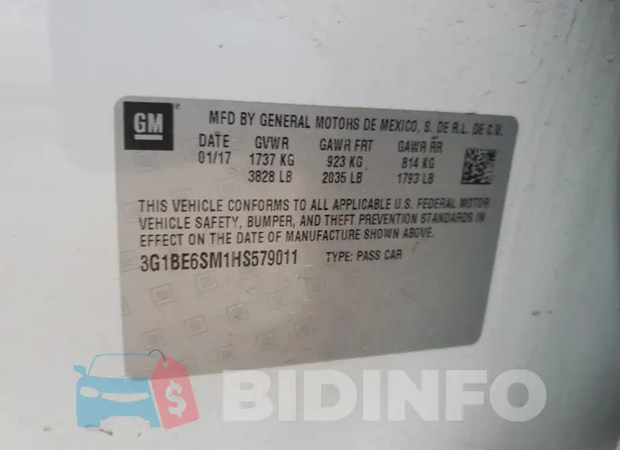 3G1BE6SM1HS579011 Photo# 12