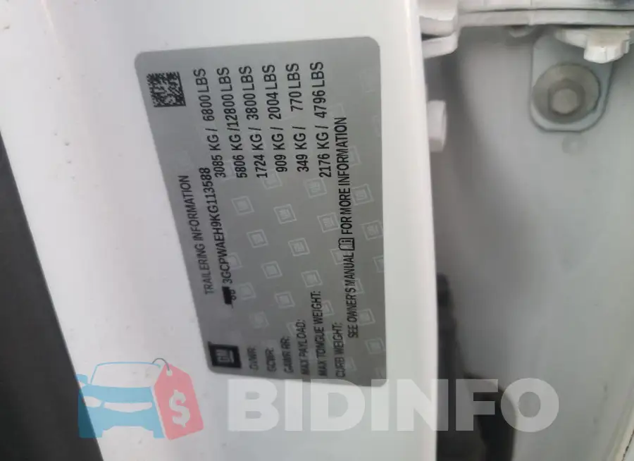 3GCPWAEH9KG113588 Photo# 12