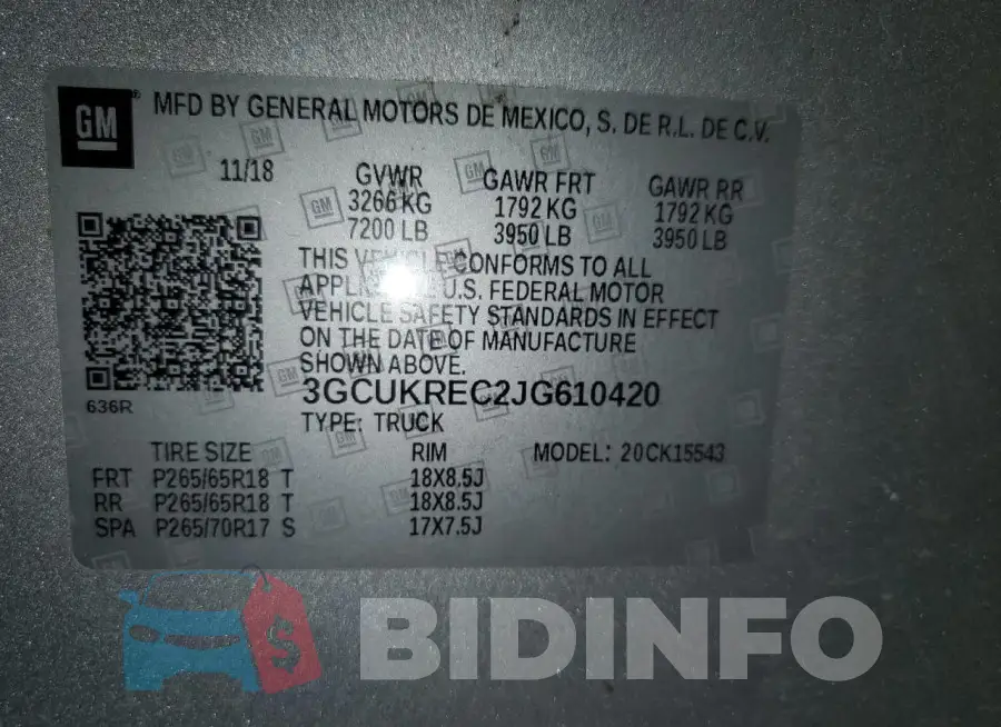 3GCUKREC2JG610420 Photo# 13