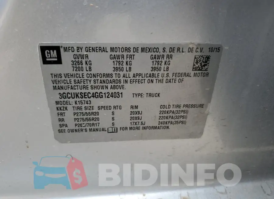 3GCUKSEC4GG124031 Photo# 12