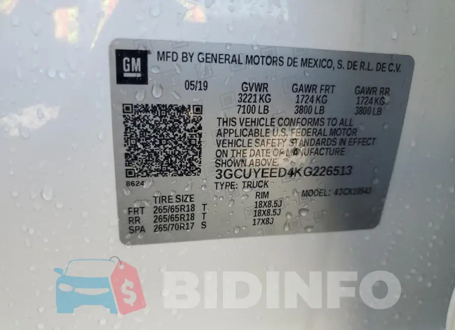 3GCUYEED4KG226513 Photo# 12