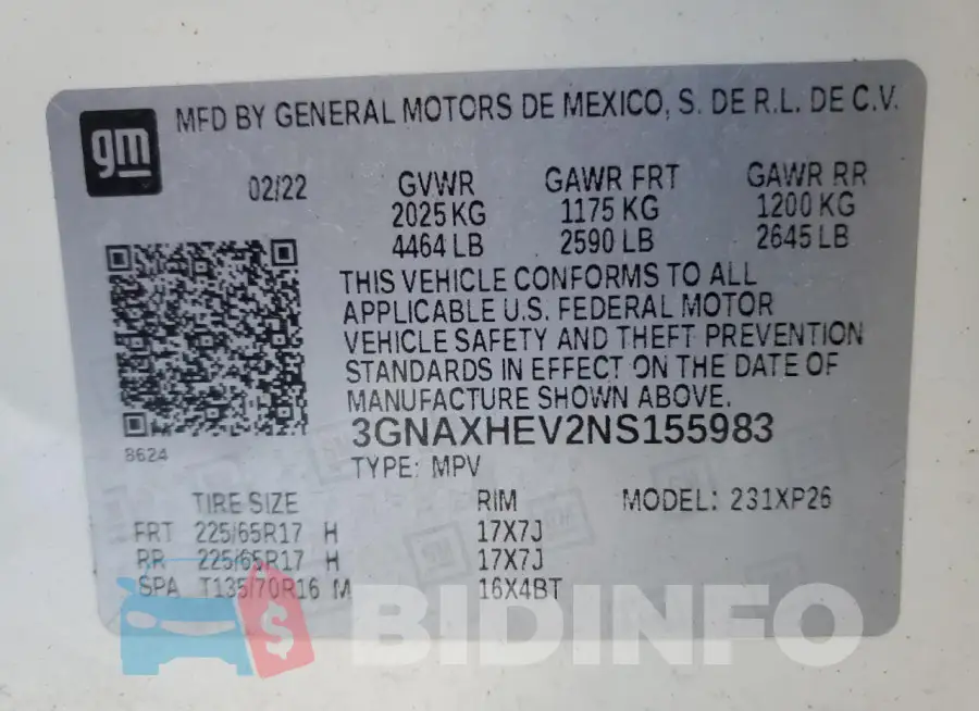 3GNAXHEV2NS155983 Photo# 13