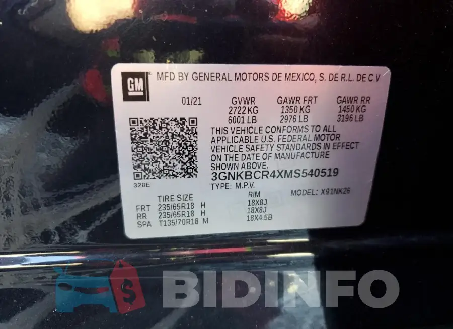 3GNKBCR4XMS540519 Photo# 13