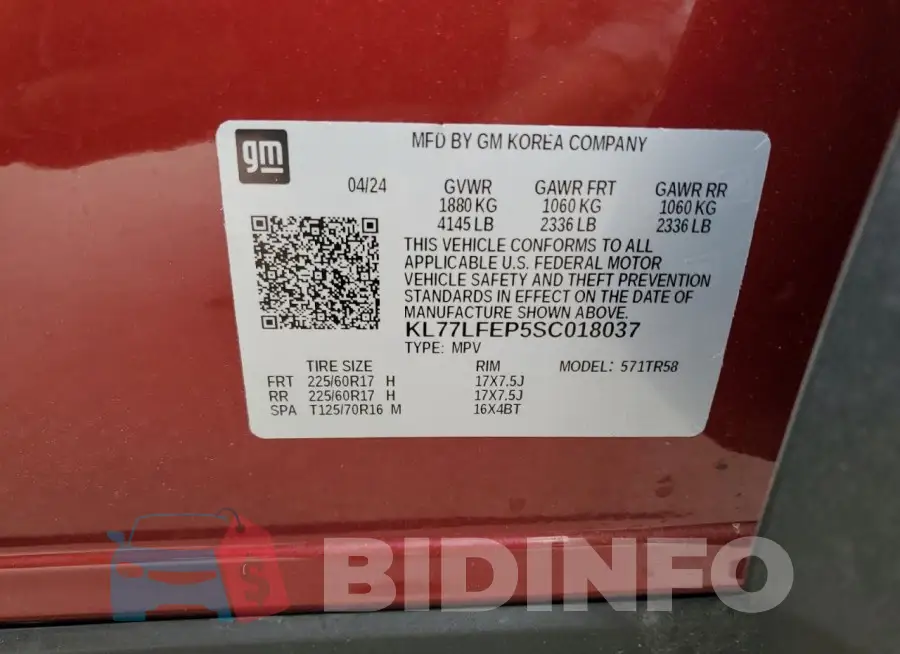 KL77LFEP5SC018037 Photo# 14
