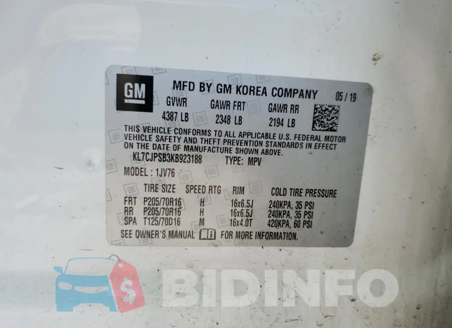 KL7CJPSB3KB923188 Photo# 13