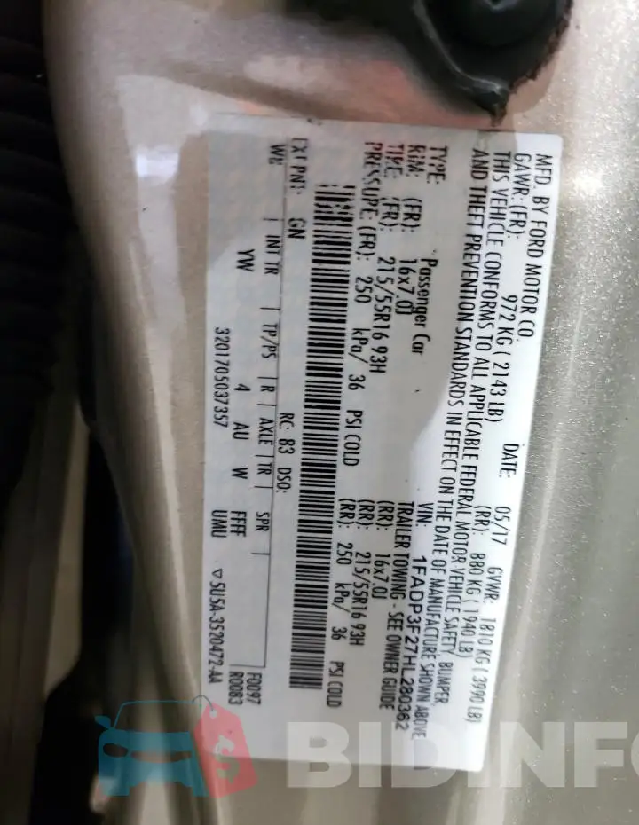 1FADP3F27HL280362 Photo# 12