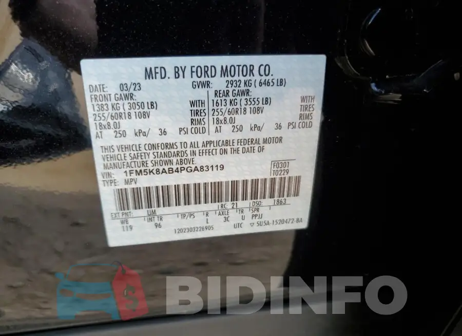 1FM5K8AB4PGA83119 Photo# 12