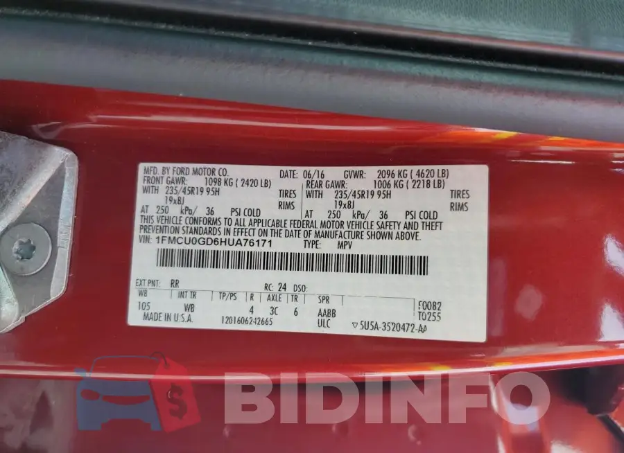 1FMCU0GD6HUA76171 Photo# 13