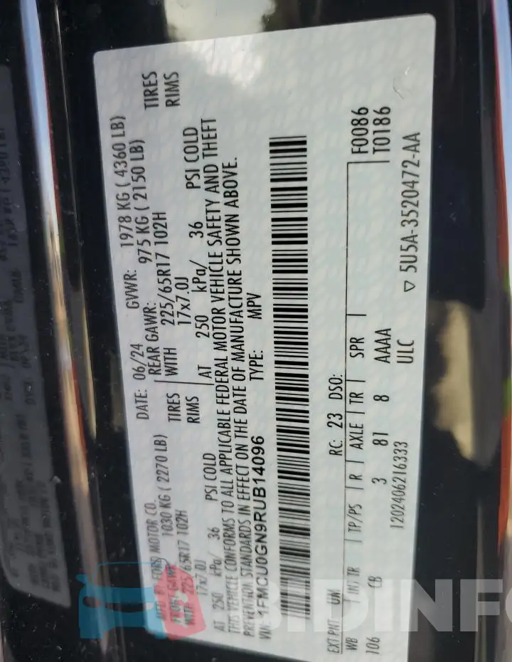 1FMCU0GN9RUB14096 Photo# 13