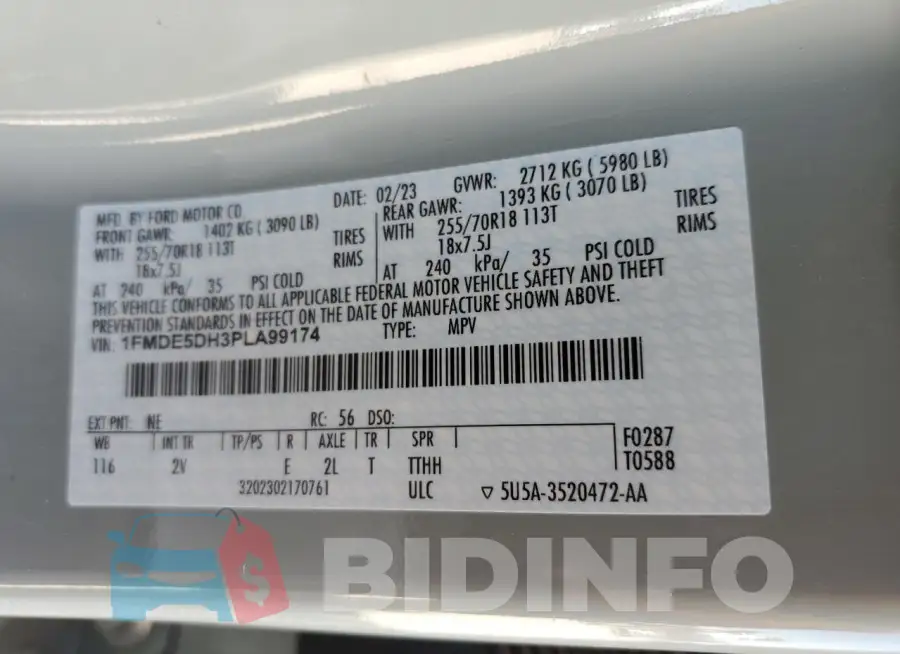 1FMDE5DH3PLA99174 Photo# 14