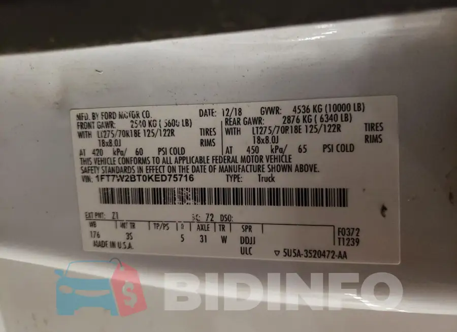 1FT7W2BT0KED75716 Photo# 12