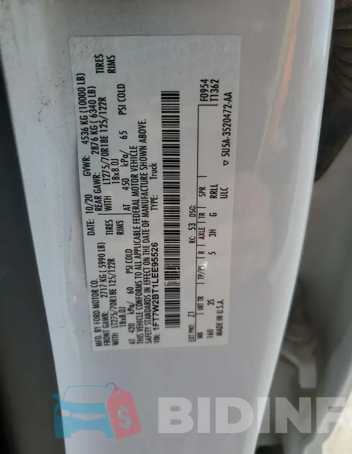 1FT7W2BT1LEE95526 Photo# 12