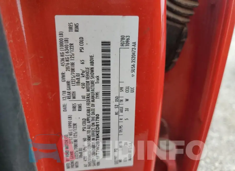 1FT7W2BT6KED81780 Photo# 12