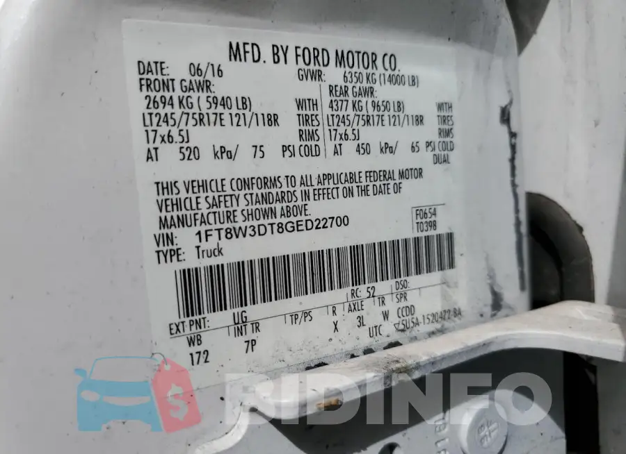 1FT8W3DT8GED22700 Photo# 12