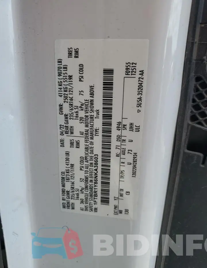 1FTBR1Y86NKA38603 Photo# 13