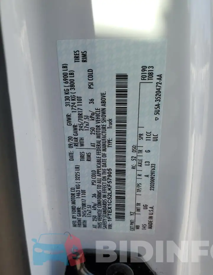 1FTEX1C52LKF57905 Photo# 12