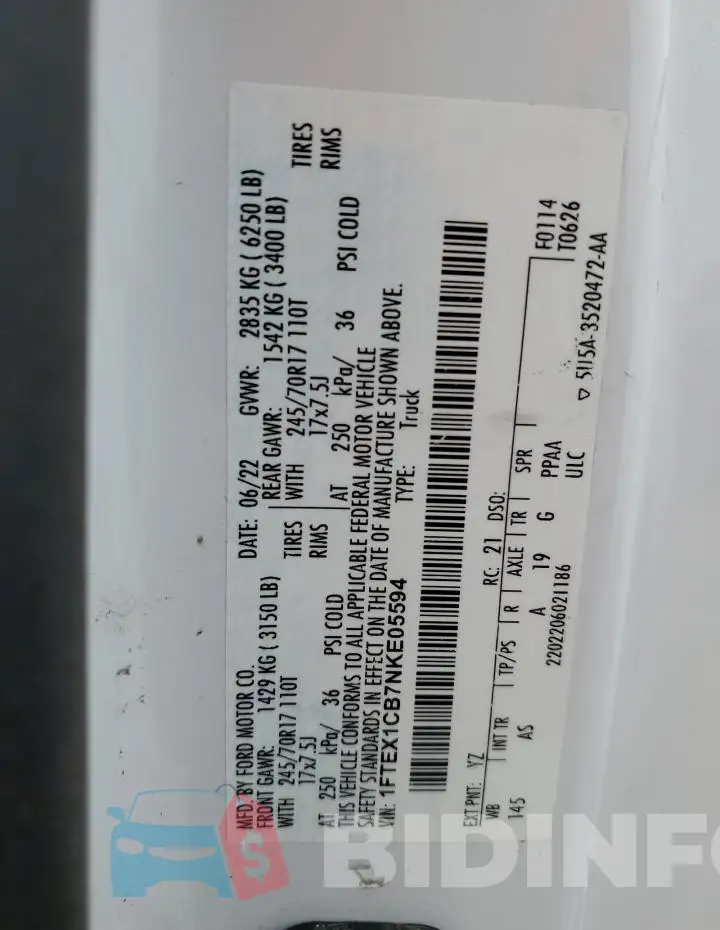 1FTEX1CB7NKE05594 Photo# 13