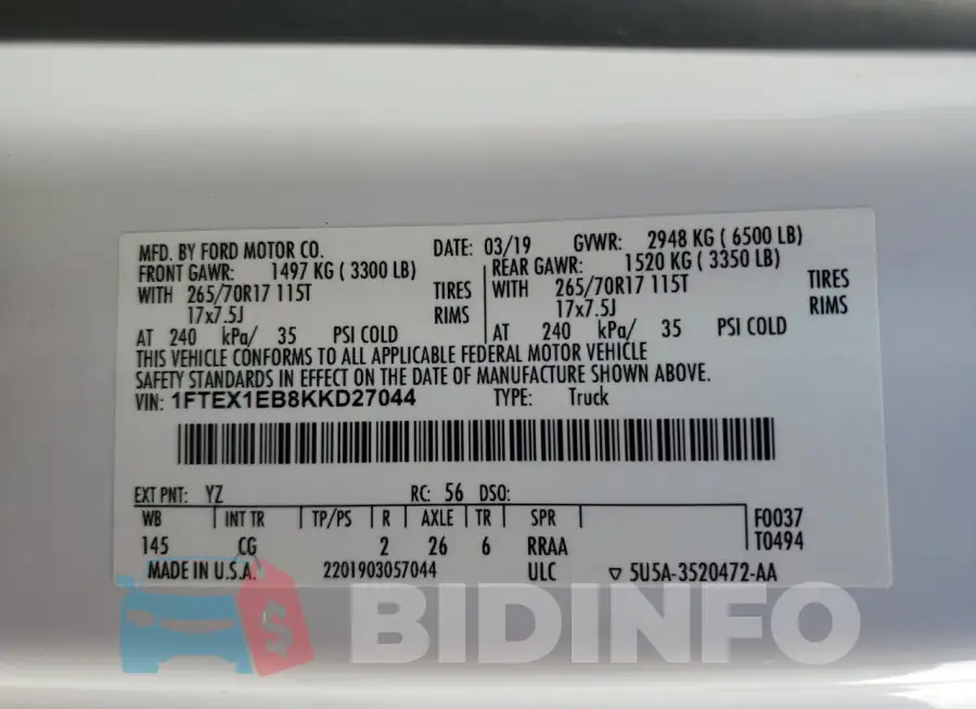 1FTEX1EB8KKD27044 Photo# 12