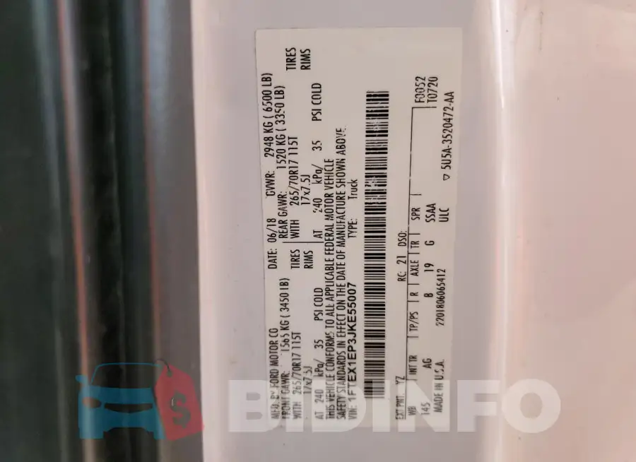 1FTEX1EP3JKE55007 Photo# 12
