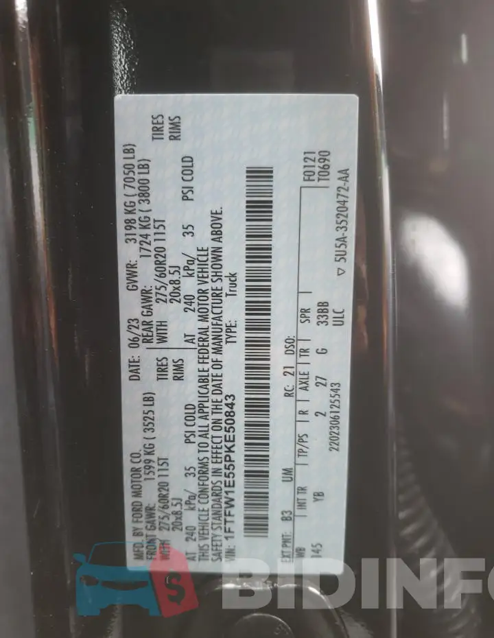 1FTFW1E55PKE50843 Photo# 12
