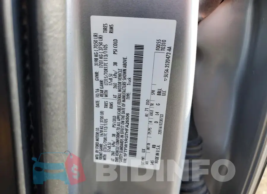 1FTFW1RG7HFA26506 Photo# 13